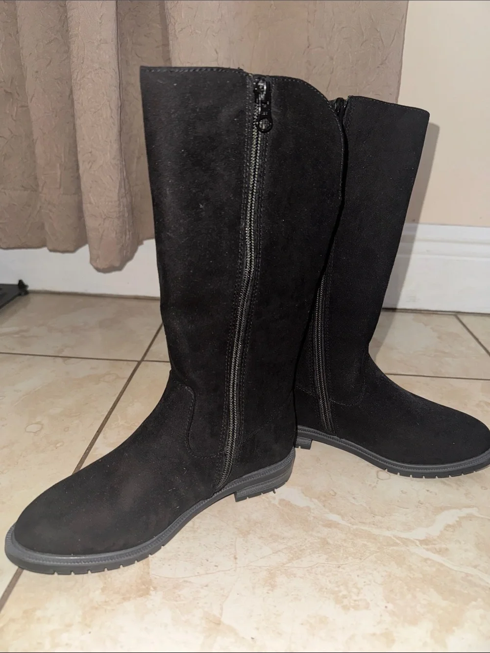 Cat & Jack Black Knee-High Suede-Look Kids Boots